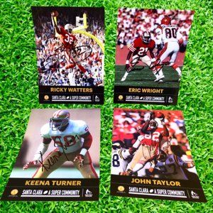 San Francisco 49er Stadium Autographed Cards Taylor + Wright + Watters + Turner